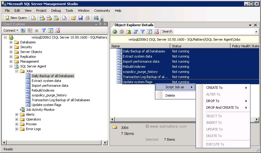 Scripting all SQL Agent Jobs